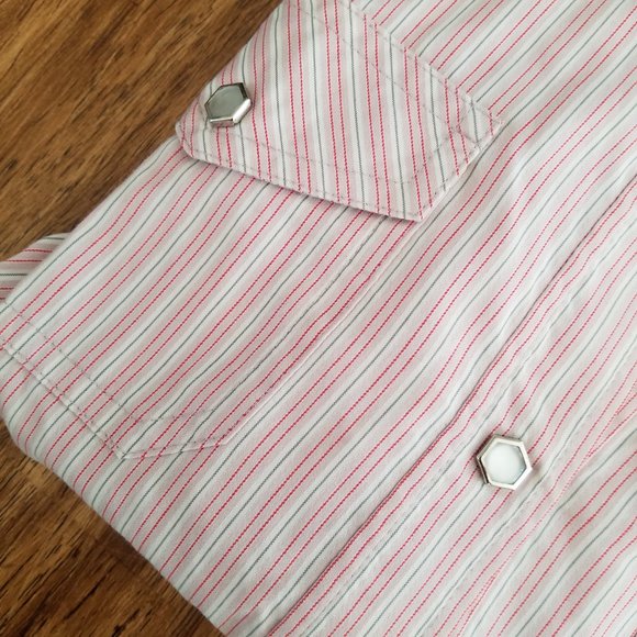 THEORY pink striped button down shirt s WESTERN - Picture 5 of 6